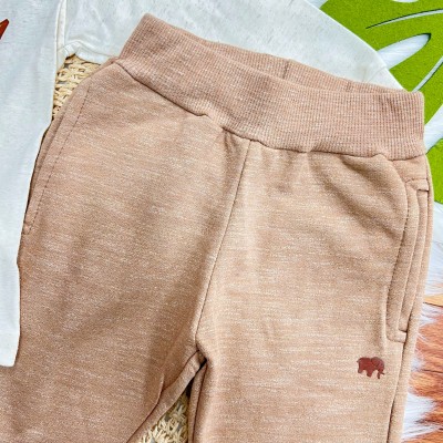 Conj. Blusa Manga Longa de Linho Born to Play Baseball e Calça de Moletom - Areia